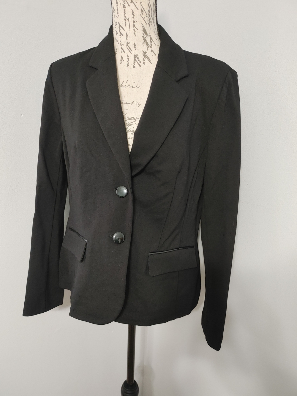 Women's Anne Klein 2 Button Black Tailored Blazer Jacket Med